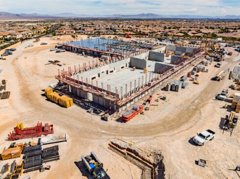 Aerial view of Skye Canyon Elementary under construction